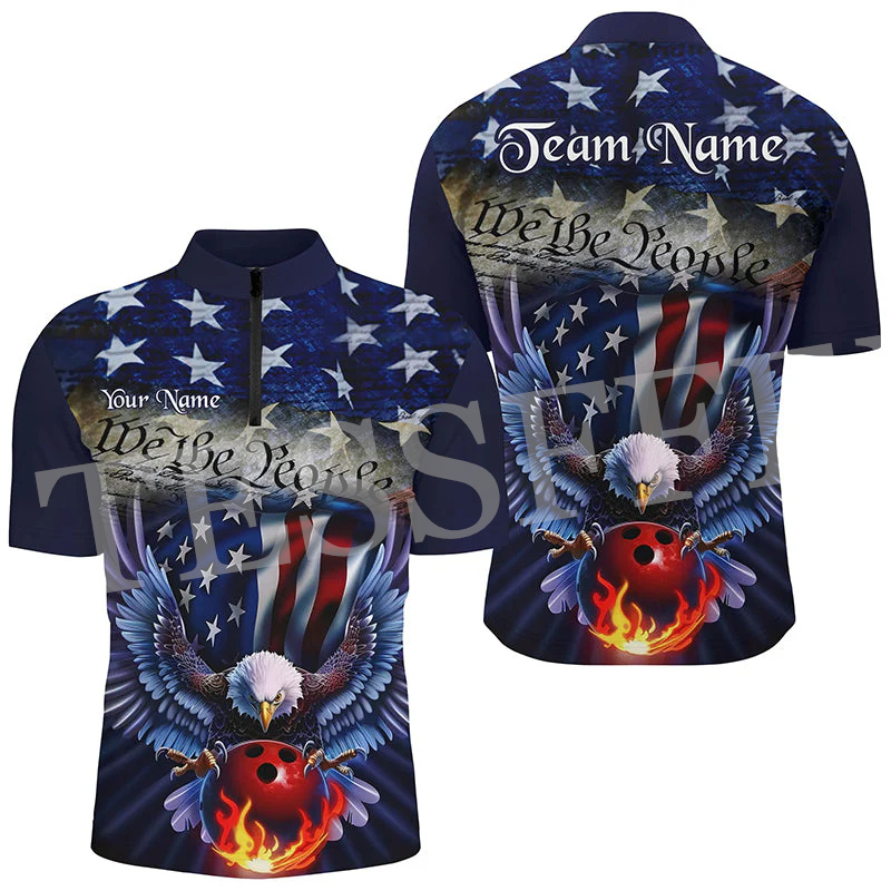 Short Sleeve Bowling Shirt Retro - Aangepaste Naam Strike Bowling Vlam Tattoo