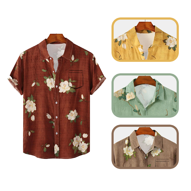 Vintage Hawaiian Floral Shirt - Heren Hawaiiaanse Stijl Shirt Met Korte