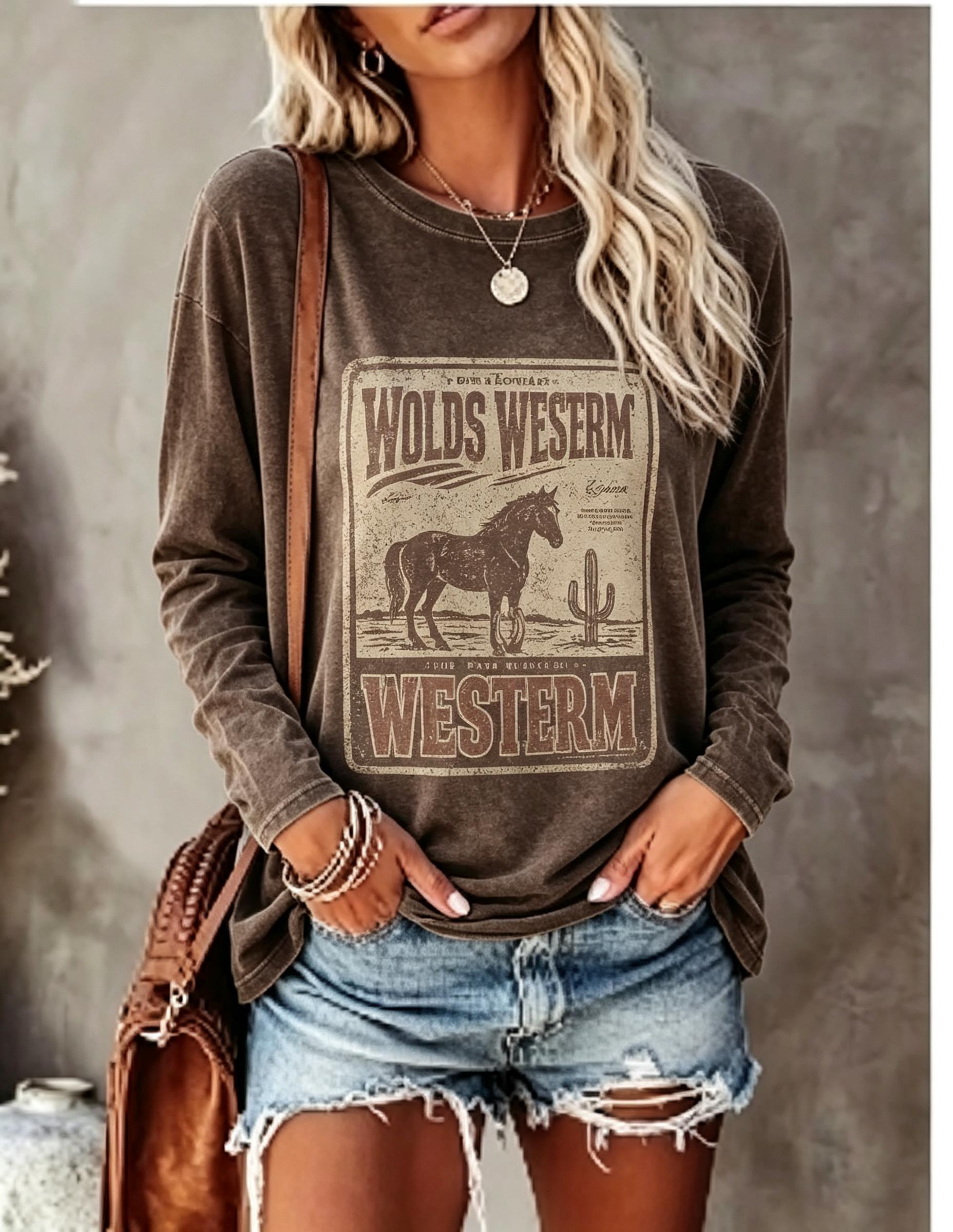 T-Shirts - Dames T-shirt met lange mouwen, vintage