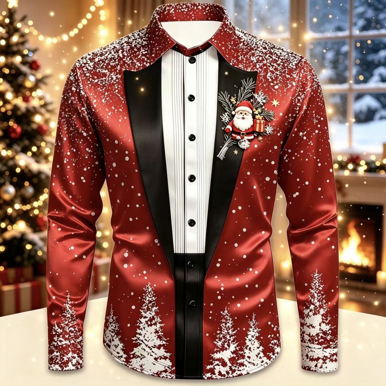 Men Christmas Satin Long Sleev - Mens Satin Silk Dress Shirt recensie en prijs
