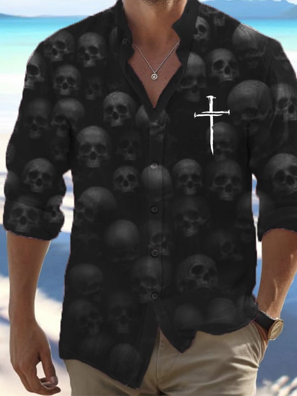 Halloween Men's Dark Skull Pri - Vintage Hawaiian Floral Shirt recensie en prijs